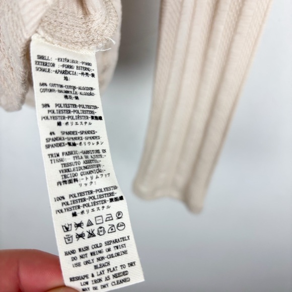 Free People Scarf Tie Back Mock Neck Cream Top Sz S - Picture 8 of 8